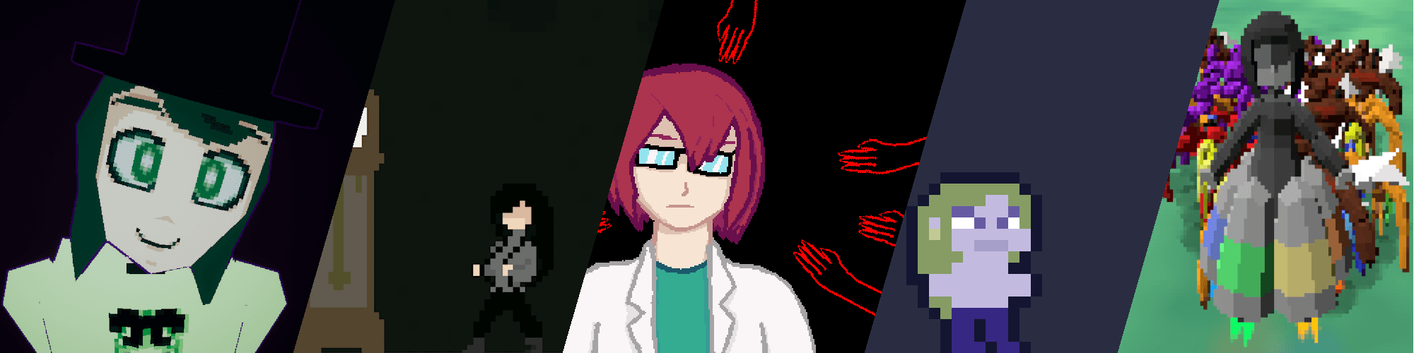 Site banner featuring most of my games